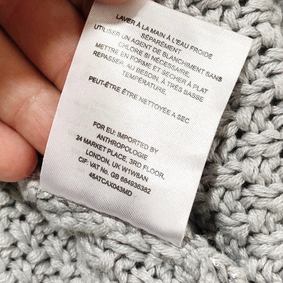 Anthropologie Moth Metallic Silver Knit Sweater S Coastal Grandma - Picture 6 of 6